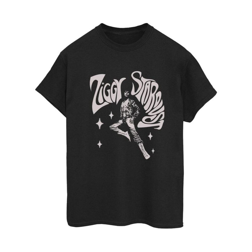 David Bowie Womens/Ladies Ziggy Pose Cotton Boyfriend T-Shirt / Black